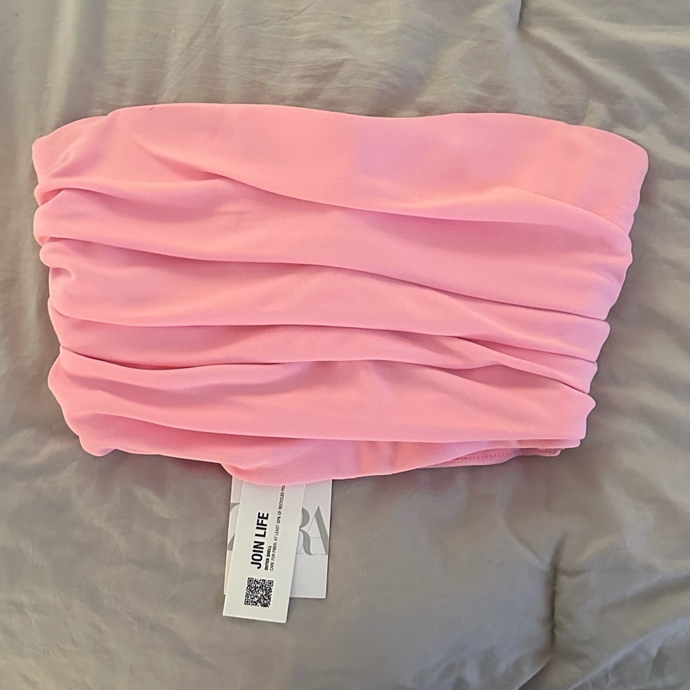 NWT Zara Pink Bustier Crop Top Pink NWT SIZE XS